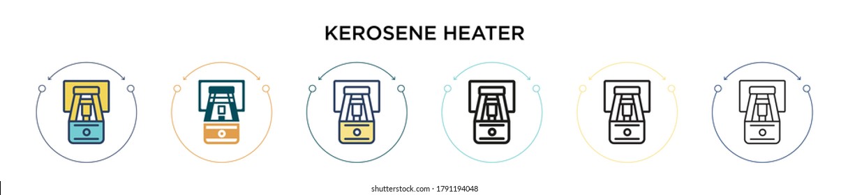 Kerosene heater icon in filled, thin line, outline and stroke style. Vector illustration of two colored and black kerosene heater vector icons designs can be used for mobile, ui, web