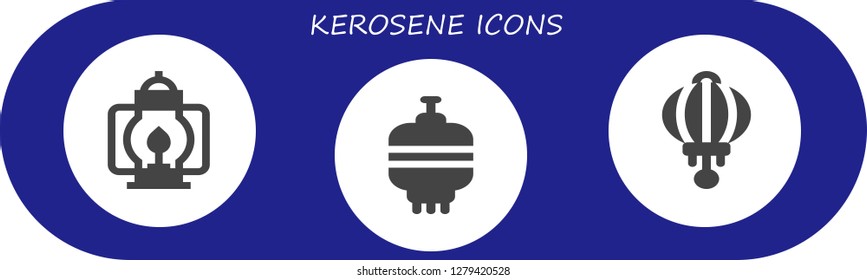  kerosene icon set. 3 filled kerosene icons. Simple modern icons about  - Lantern