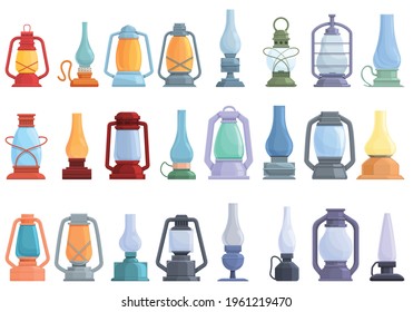 Kerosene icons set. Cartoon set of kerosene vector icons for web design