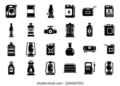 Kerosene Icons Set Simple Vector. Energy Container. Fuel Heater