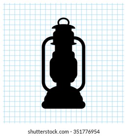Kerosene lamp - black vector icon