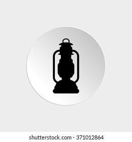 Kerosene lamp -  black vector icon