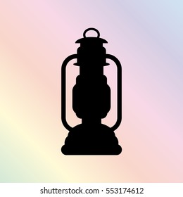 Kerosene lamp  - black vector icon