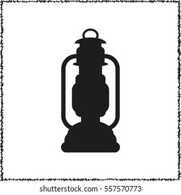 Kerosene lamp  - black vector icon