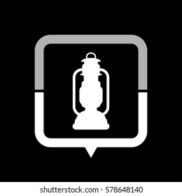 Kerosene lamp  - black vector icon