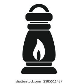 Kerosene lamp burning flame icon simple vector. Tank oil lamp. Fuel energy heater