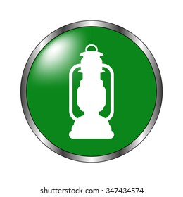 Kerosene lamp - green vector icon
