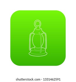 Kerosene lamp icon green vector isolated on white background