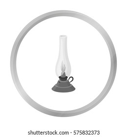 Kerosene lamp icon in monochrome style isolated on white background. Light source symbol stock vector illustration