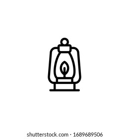 Kerosene lamp icon symbol in linear, outline icon isolated on white background