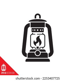 Kerosene lamp vector icon. Combustion lighting symbol.