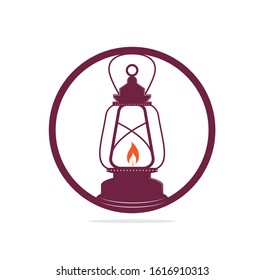 Kerosene lamp. Vector illustration isolated on white background.