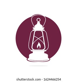 Kerosene lamp. Vector illustration isolated on white background.