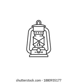 Ícone de linha vetorial de lâmpada de querosene para o Dia do Petróleo em 27 de agosto Símbolo de contorno de iluminação por combustão.