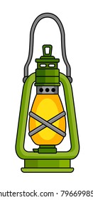 Kerosene lamp. Vector linear colored illustration.
