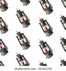 kerosene lamp vector seamless pattern illustration clip art