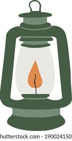 Kerosene lamp. Vintage isolated element.