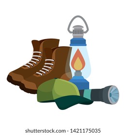kerosene lantern with boots and cap