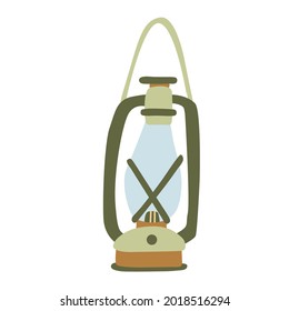 Linterna de Kerosene. Ilustración vectorial plana dibujada a mano. Equipo de camping y turismo.