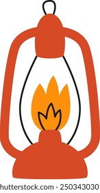 Kerosene Lantern Hiking Equipment Vector Illustration