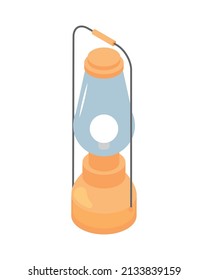 ión de linterna de queroseno isométrico plano