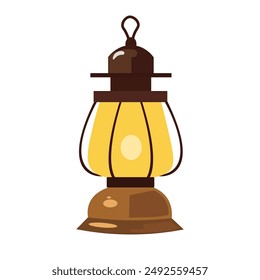 Kerosene oil lamp vector illustration, old kerosene lantern clip art isolated on white background, vintage garden lanter, camping portable lamp image