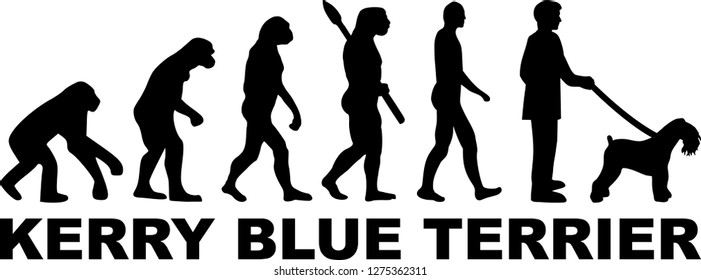 Kerry Blue Terrier dog evolution with word in black 
