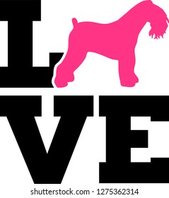 Kerry Blue Terrier dog love word with silhouette 