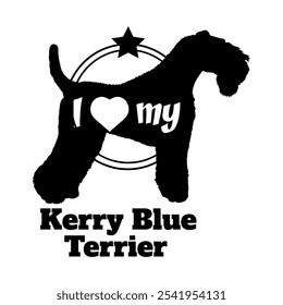 Kerry Blue Terrier dog silhouette, i love my dog,  dog, dog breeds, logo, vector, silhouette, animal, illustration, icon, sign, black, pet,