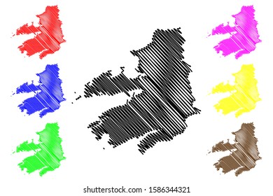 Kerry County Council (Republic of Ireland, Counties of Ireland) map vector illustration, scribble sketch Kerry map
