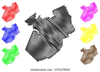 Kershaw County, State of South Carolina (U.S. county, United States of America) map vector illustration, scribble sketch Kershaw map