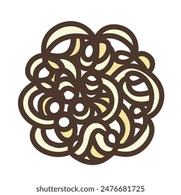 Kerupuk mawar, warung, or putih indonesian snack crackers colored food icon illustration with outline isolated on square white background. Simple flat cartoon art styled drawing.