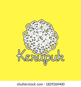 kerupuk is mean cracker, traditional indonesian food icon, logo, sign