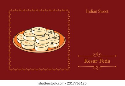 kesar peda sweet color illustration for poster design