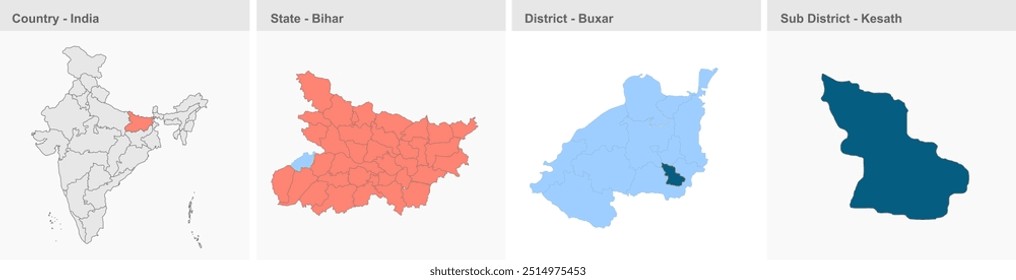 Mapa de Kesath (Distrito de Buxar, Estado de Bihar, República da Índia), Distrito de Buxar, Estado de Bihar, República da Índia, Governo de Bihar, território indiano, Índia Oriental, política, aldeia, turismo