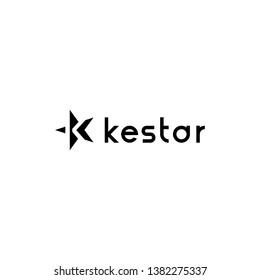 Kestar logo. Icon combined star and letter"K". You can find"K" negative space in the star.