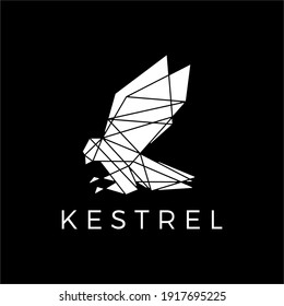 kestrel bird head geometric polygonal black logo vector icon illustration