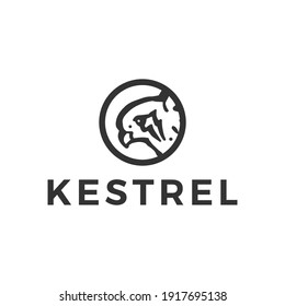 kestrel bird head round logo vector icon illustration