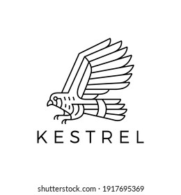 kestrel bird monoline outline logo vector icon illustration