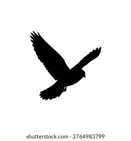 kestrel bird silhouette vector flat design on white background.