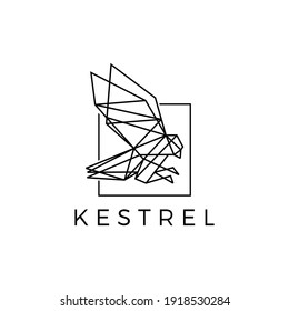 kestrel square bird geometric polygonal black logo vector icon illustration