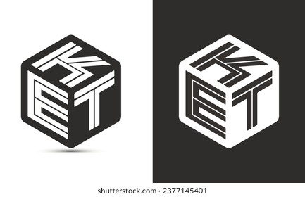 KET letter logo design with illustrator cube logo, vector logo modern alphabet font overlap style. Premium Business logo icon. White color on black background