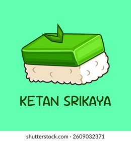 Ketan Srikaya Food Cartoon Vector Icon Illustration. Food Object Icon Concept Isolated Premium Vector. Flat Cartoon Style