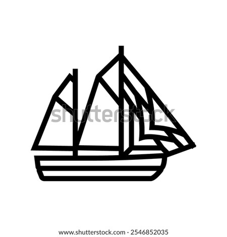 ketch ancient ship line icon vector. ketch ancient ship sign. isolated contour symbol black illustration