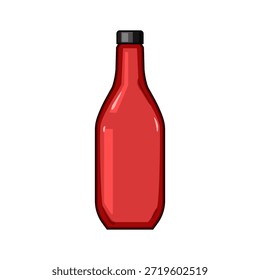 Botella de ketchup con tapa negra con un diseño rojo brillante, que representa un condimento popular utilizado para varios alimentos, aislado sobre un fondo blanco limpio
