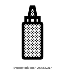 Ketchup Flasche. Flasche konditionieren. Symbol gefüllt mit Punkten.
