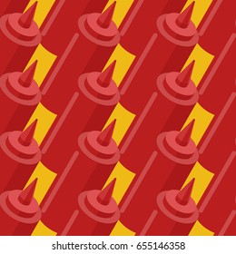 Ketchup bottle fastfood seamless pattern. Fast food seasoning background. Food Ornament