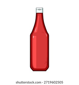 Ketchup garrafa com uma cor vermelha vibrante e uma tampa branca flip top, representando um popular condimento à base de tomate para vários alimentos e pratos com um estilo de desenho animado