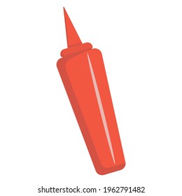 Ketchup. Ketchup in a bottle. Hot dog sauce. Fast food. Food. Unhealthy food. Cartoon style. Vector illustration for design and decoration.