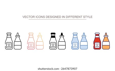 Ketschup Flasche Symbol-Design mit weißem Hintergrund Stockgrafik